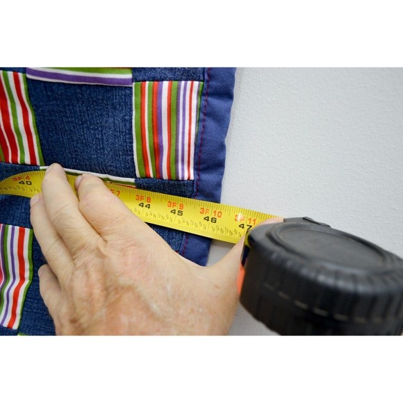 Vintage Handmade Red and Blue With Striped Backing 45X46 Inch Lap or Small Quilt - Picture 6 of 6